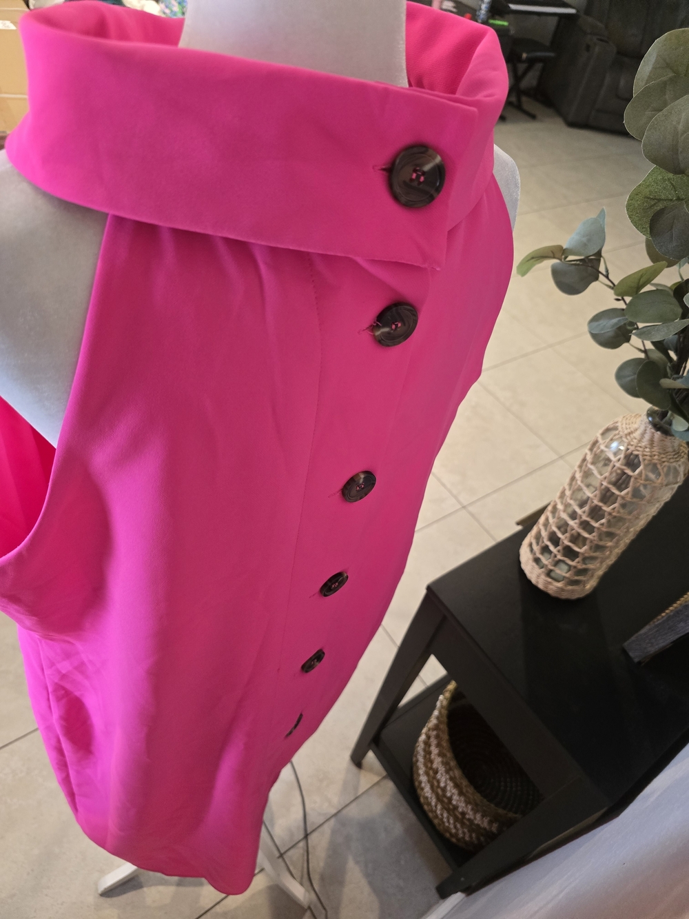 Sail to Sable Women’s Pink hydra cowl Neck Shift Dress Lined Button XL - Picture 6 of 9